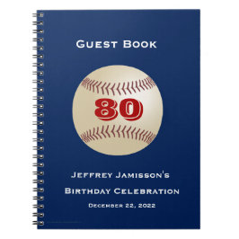 80e Birthday Party Guest Book, Baseball Spiral Notitieboek