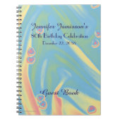 80e Birthday Party Guest Book, Blue with Hearts Notitieboek (Voorkant)