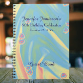 80e Birthday Party Guest Book, Blue with Hearts Notitieboek