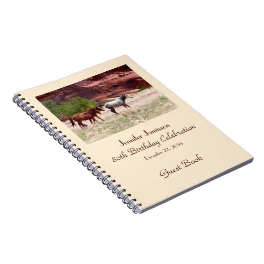 80e Birthday Party Guest Book, Horses in Canyon Notitieboek (Rechterzijde)