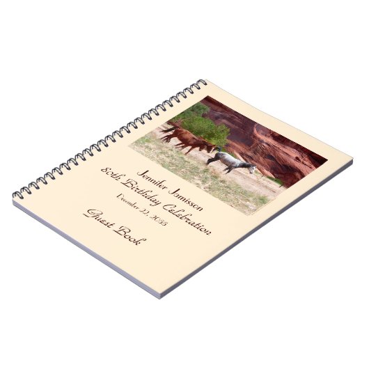 80e Birthday Party Guest Book, Horses in Canyon Notitieboek (Linkerzijde)