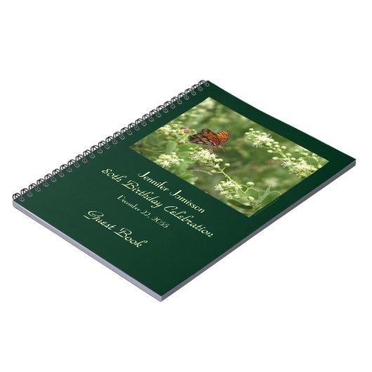 80e Birthday Party Guest Book, Oranje vlinder Notitieboek (Linkerzijde)