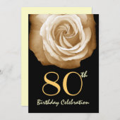 80e Birthday Party Invitation GOLD Roos  Kaart (Voorkant / Achterkant)