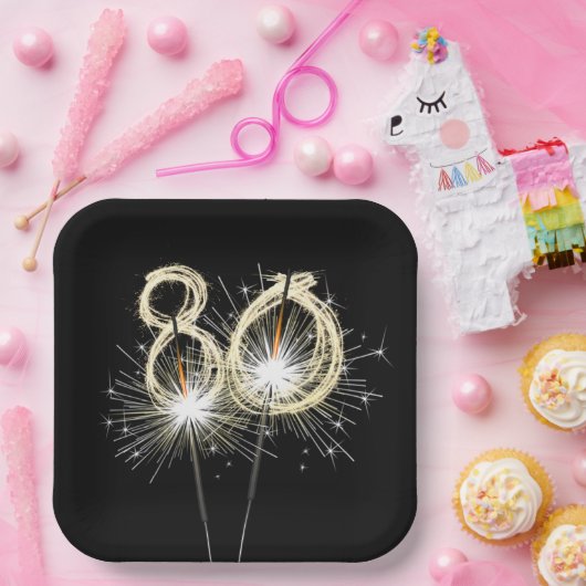 80e 'Birthday Party'-reservekopers op zwart Papieren Bordje (Feest)