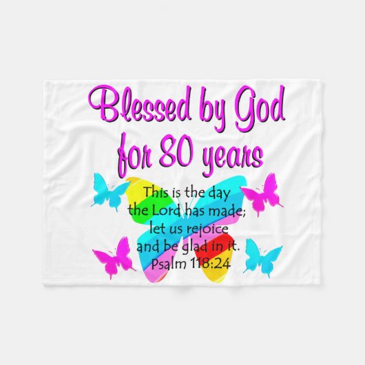 80E BIRTHDAY PRAYER FLEECE DEKEN (Voorkant (Horizontaal))