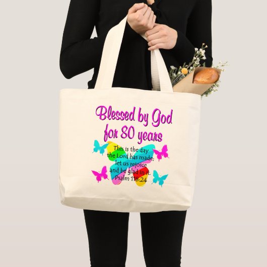 80E BIRTHDAY PRAYER GROTE TOTE BAG (Voorkant (product))