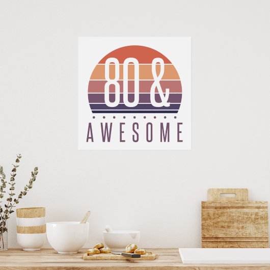 80e Birthday Retro Sunset Poster (Keuken)