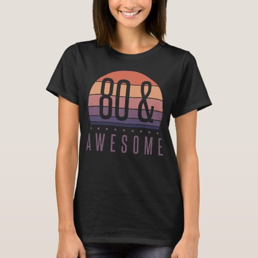 80e Birthday Retro Sunset T-shirt (Voorkant)