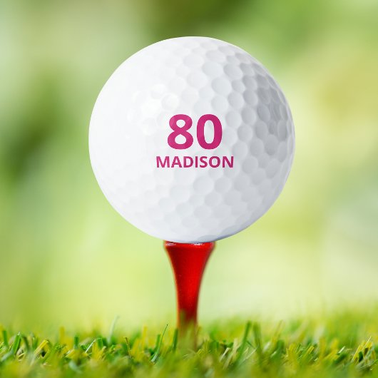 80e Birthday roze script persoonlijke naam Golfballen