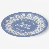 80e blauw/wit willekeurig getallenpatroon papieren bordje (Gekanteld)