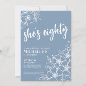 80e blauwe verjaardagsfeestje kaart (Voorkant)