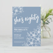 80e blauwe verjaardagsfeestje kaart (Staand voorkant)