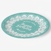 80e Blauwgroen/wit willekeurig getallenpatroon Papieren Bordje (Gekanteld)