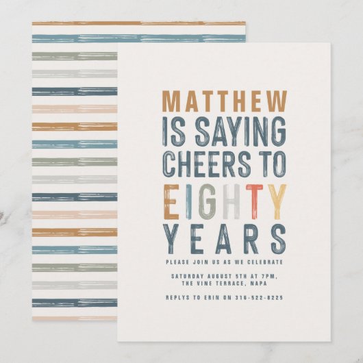 80e Classy Colorful cheers tachtig jaar (Voorkant / Achterkant)