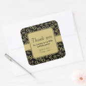 80e dank je zwarte/goudbruidskenteken vierkante sticker (Envelop)