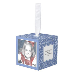 80e foto aandenken - blauw/wit nummerpatroon decoratie