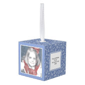 80e foto aandenken - blauw/wit nummerpatroon decoratie (Achter hoekig)