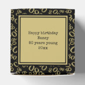 80e foto aandenken - zwart / goud nummerpatroon bedankdoosjes (Bovenkant)