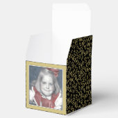 80e foto aandenken - zwart / goud nummerpatroon bedankdoosjes (Geopend)