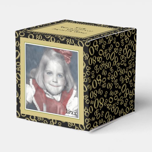 80e foto aandenken - zwart / goud nummerpatroon bedankdoosjes (Achterkant)