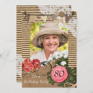 80e Foto Birthday Party Invitation Kaart