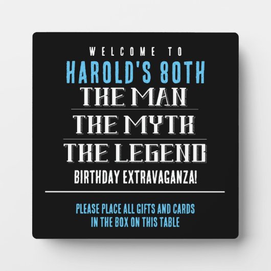 80e geboorte Man Myth Legend Table Sign Fotoplaat (Voorkant)