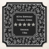 80e geboorte nummer Patroon zwart/wit Kartonnen Onderzetters (Voorkant)