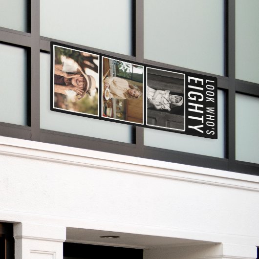 80e geboortedag foto-banner spandoek (Buitenkant Gebouw)