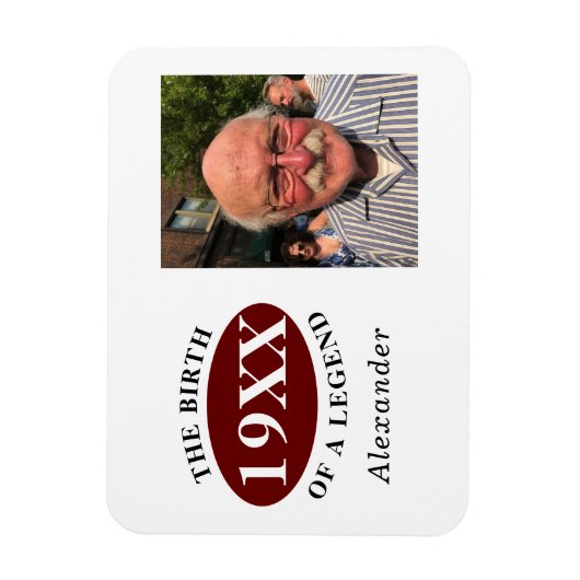 80e geboortedag foto foto foto geboortedatum legge magneet (Verticaal)