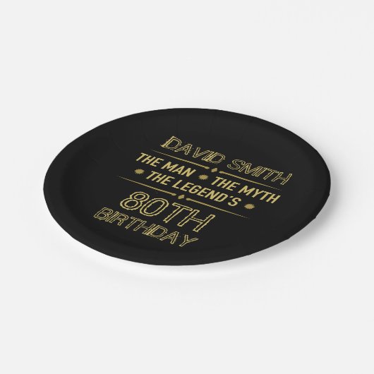 80e geboortedag Man Myth Legend Papieren Bordje (Gekanteld)