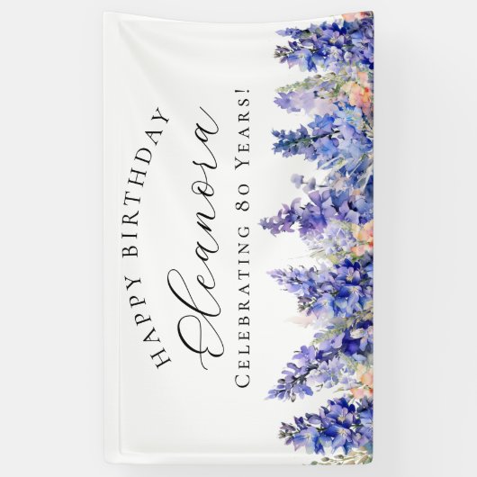 80e Gelukkige Verjaardag Banner Blauw Juli Geboort (Verticaal)