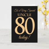 80e Goud-effect op zwart, voor Uncle Birthday Kaart (Gele Bloem)