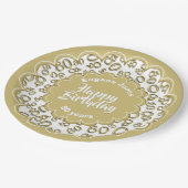 80e Goud/Wit Willekeurig Getal Patroon Papieren Bordje (Gekanteld)
