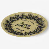 80e Goud/Zwart Willekeurig Getal Patroon Papieren Bordje (Gekanteld)