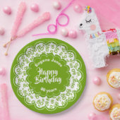 80e groen/wit willekeurig getallenpatroon papieren bordje (Feest)