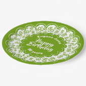 80e groen/wit willekeurig getallenpatroon papieren bordje (Gekanteld)