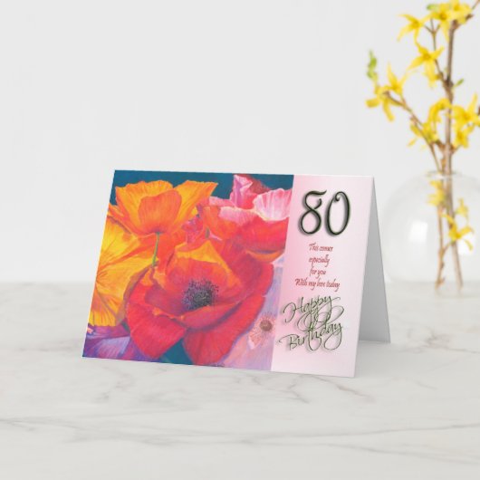 80e Happy Birthday Kaart (Gele Bloem)