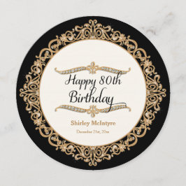 80e Happy Birthday Party Celebration Round Invite Kaart