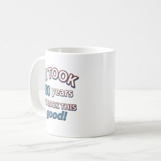 80e jaar verjaardag design koffiemok (Voorkant links)
