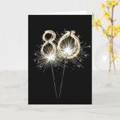 80e jaarsparklers op zwart kaart (Gele Bloem)