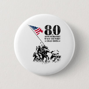 80e Jubileum 1945-2025 Veteranen 4 Ronde Button 5,7 Cm