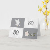 80e Jubileum met duif en ringen Kaart (Gele Bloem)