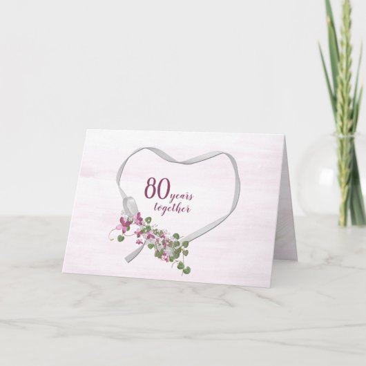 80e Jubileum Ribbon Heart Kaart (Voorkant)