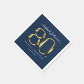 80e Klassieke Solid Gold Text Navy Blue Servet (Hoek)