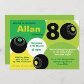 80e Lawn Bowls Barefoot Bowling Verjaardag Kaart (Voorkant / Achterkant)