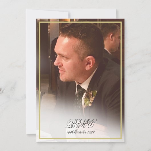 80e man verjaardag foto Elegant gouden Lijst Kaart (Achterkant)