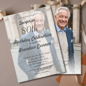 80e mannelijke verjaardag Eenvoudig Monogram Elega Kaart