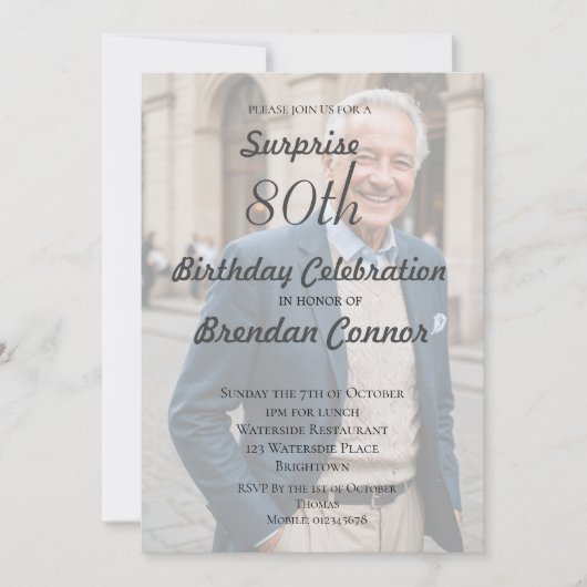 80e mannelijke verjaardag Eenvoudig Monogram Elega Kaart (Voorkant)