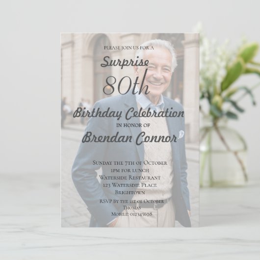 80e mannelijke verjaardag Eenvoudig Monogram Elega Kaart (Staand voorkant)