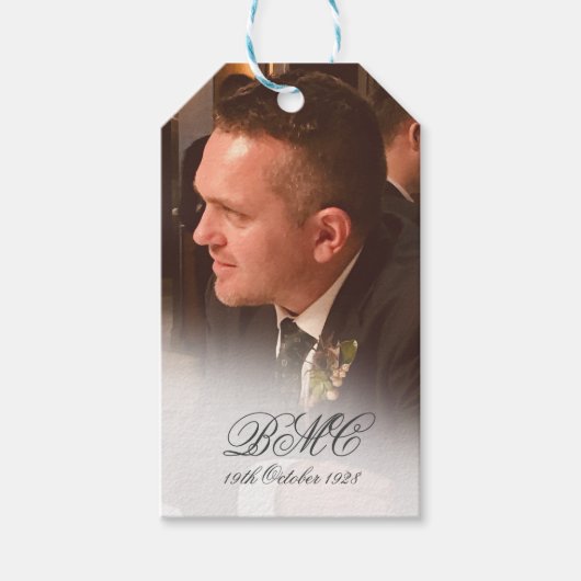 80e Mannelijke verjaardag Eenvoudige legante foto Cadeaulabel (Voorkant)